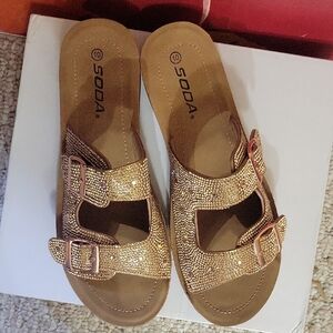 Soda Women's Glittering Gold Sandals
